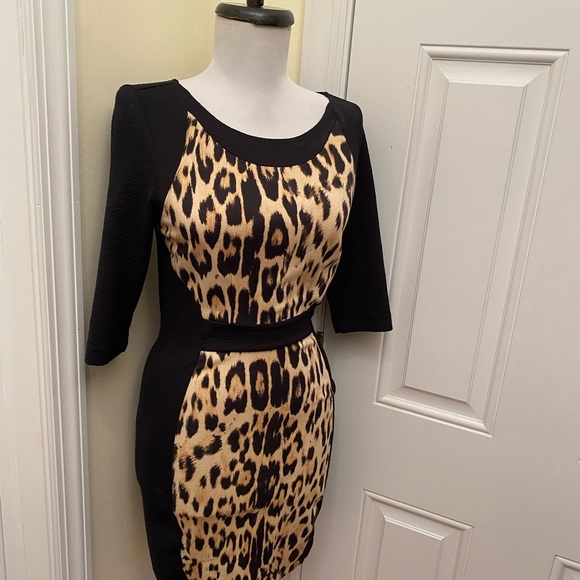 Zara W & B Collection Leopard Print Blk Dress - Picture 4 of 9